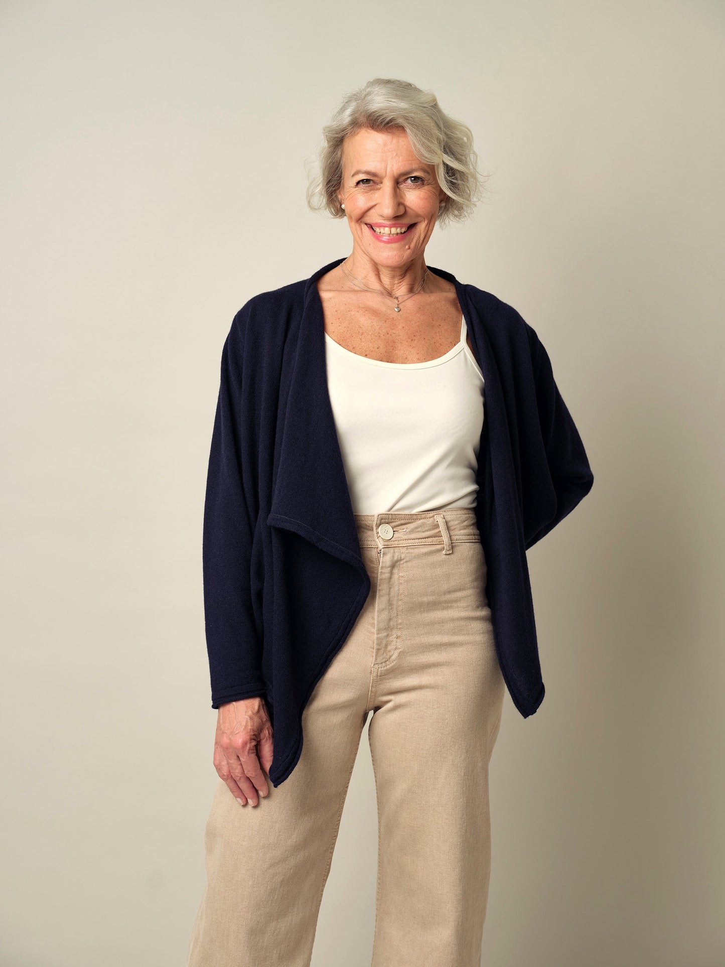 Damen 2-in-1 Strickjacke Romy - dunkelblau