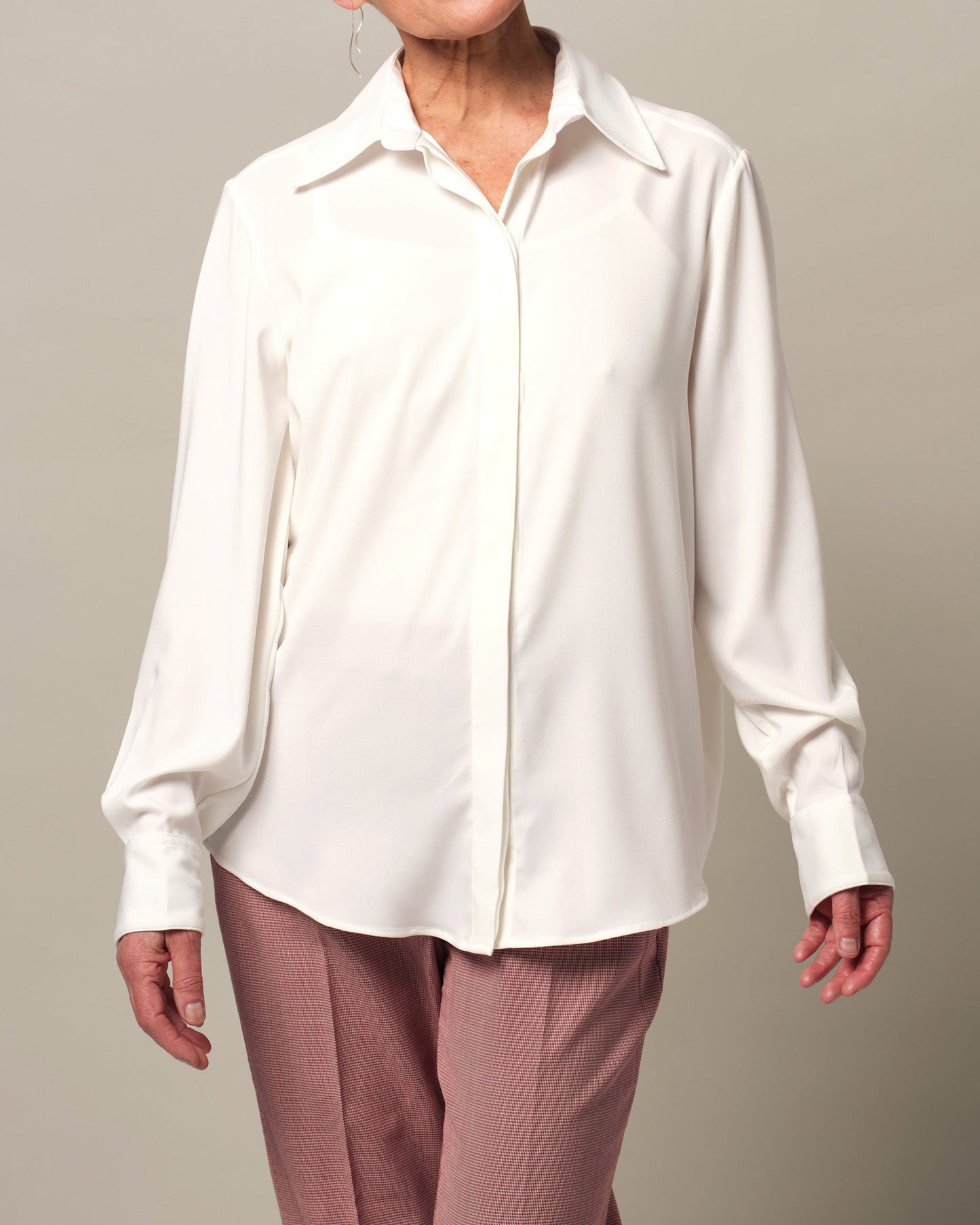 Magnetknopf-Bluse Grace - Cremeweiß