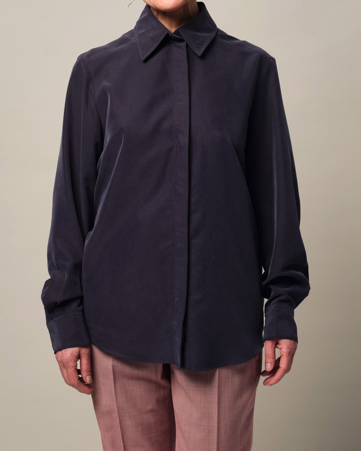 Magnetknopf-Bluse Grace - Dunkelblau