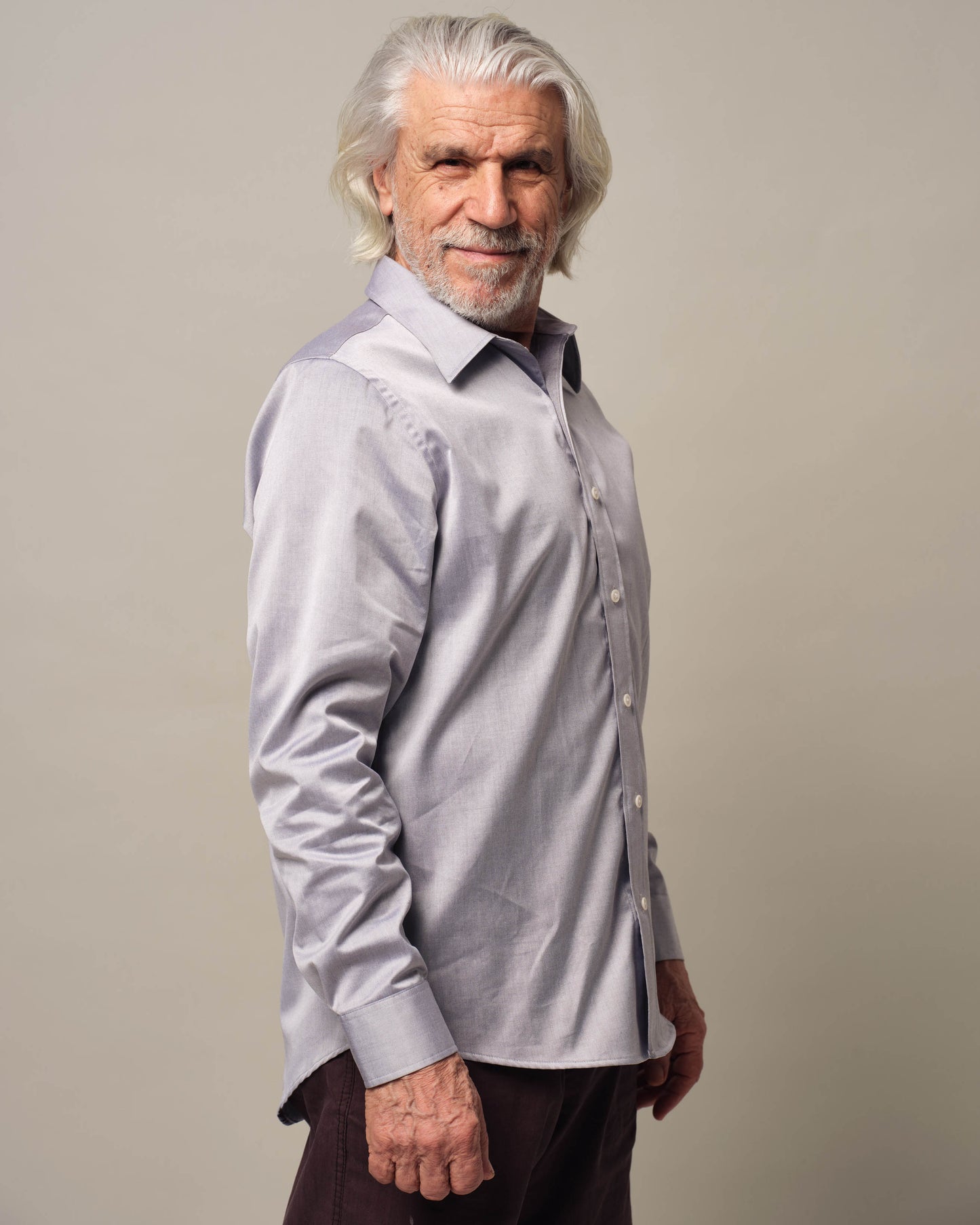 Magnetknopf-Hemd Henry - Silbergrau