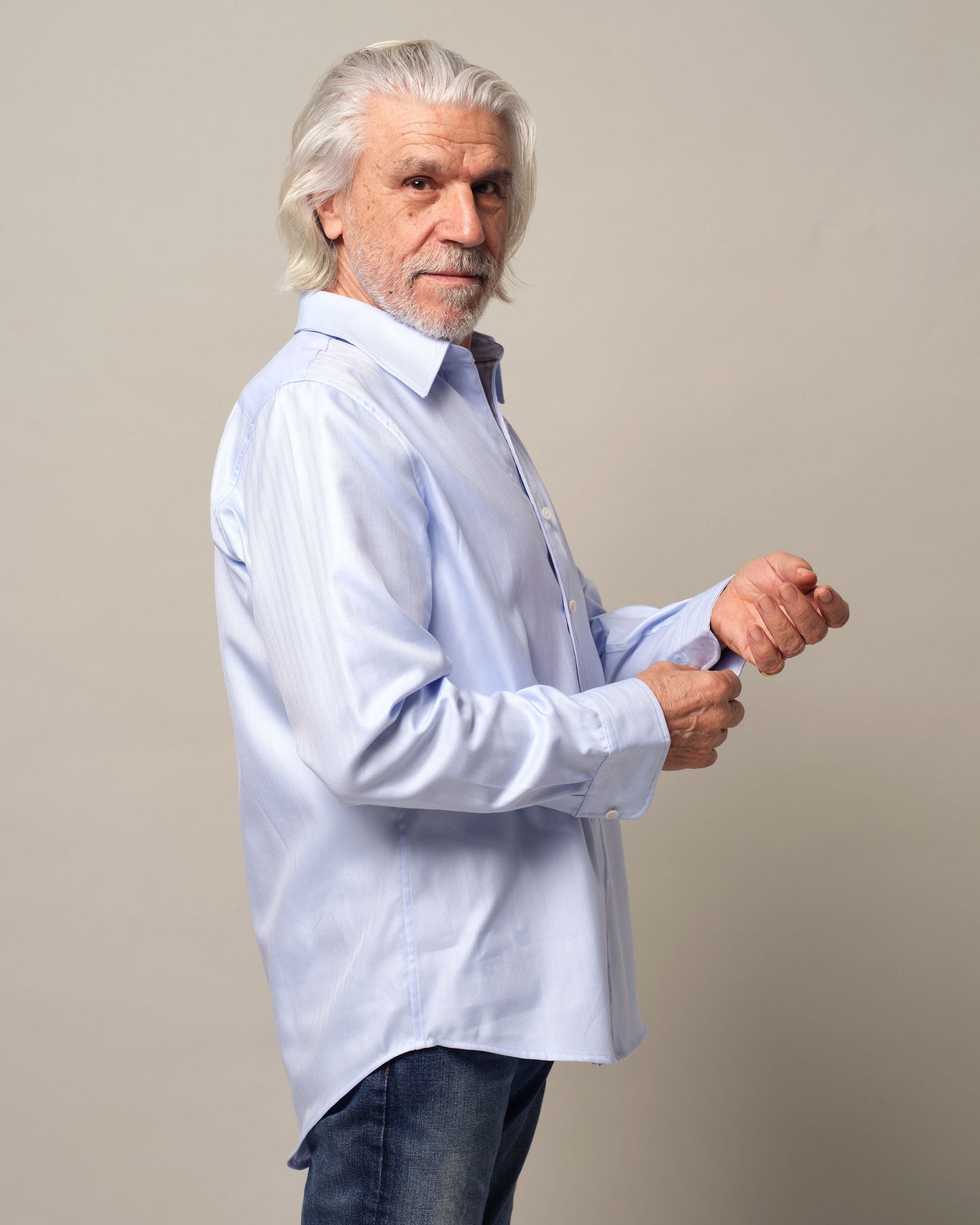 Magnetknopf-Hemd Harrison Premiumstoff - Blau