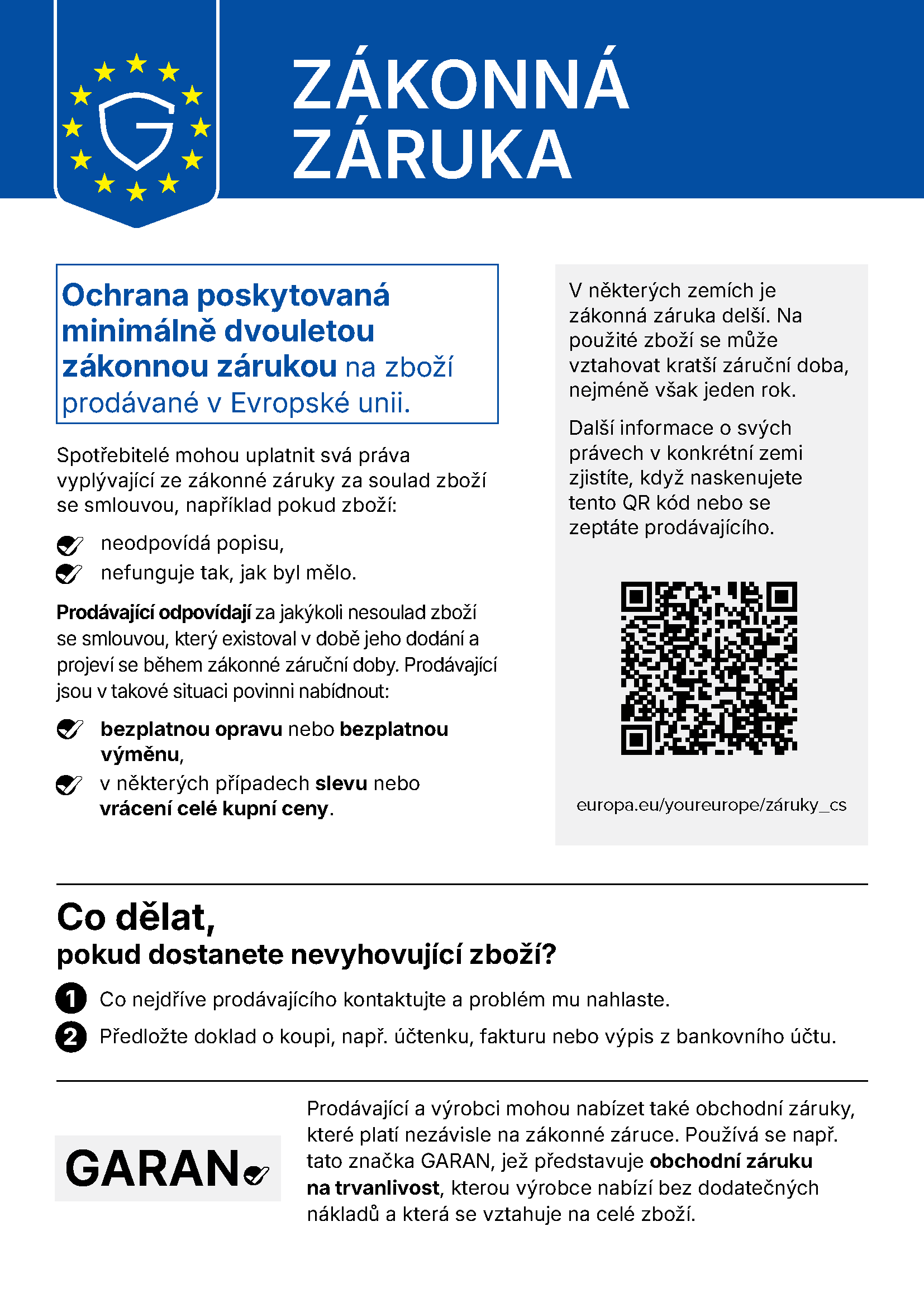 Oficiální oznámení: Zákonná záruka