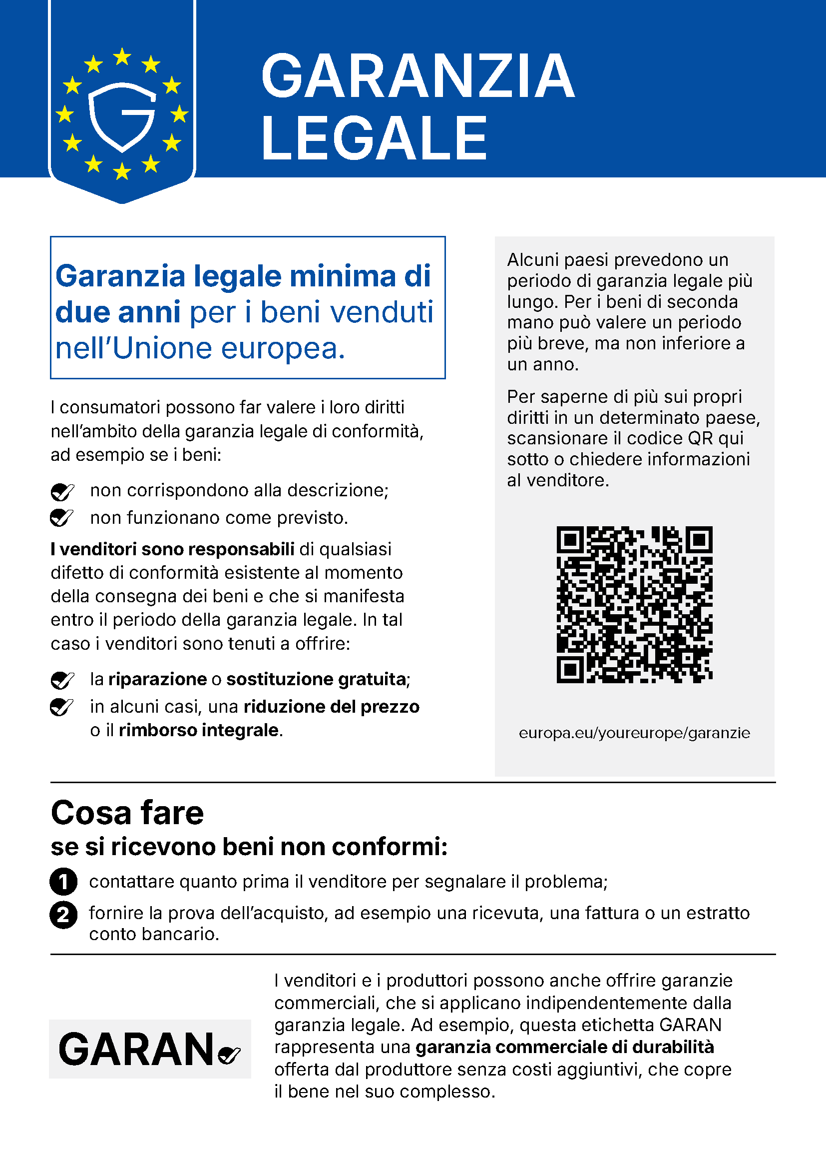 Avviso ufficiale: Garanzia legale