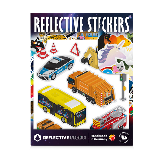 Reflective car sticker set in packaging