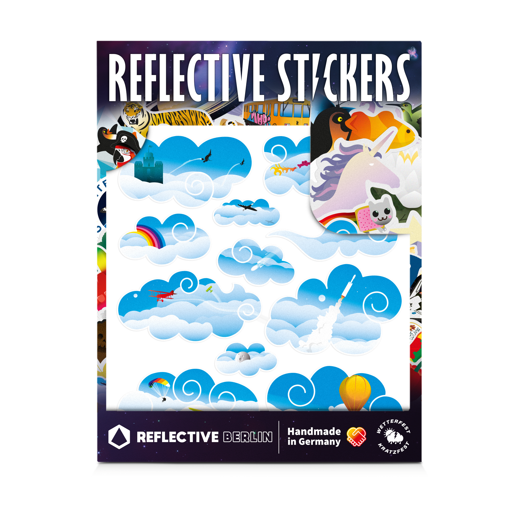 Reflective sticker kit for kids, Clouds edition