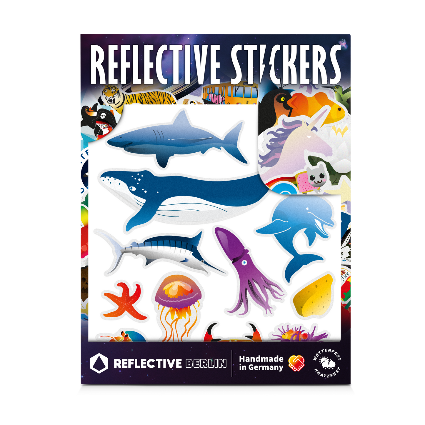 Reflexsticker, Aufkleber reflektierend, Meerestiere, Produktbild