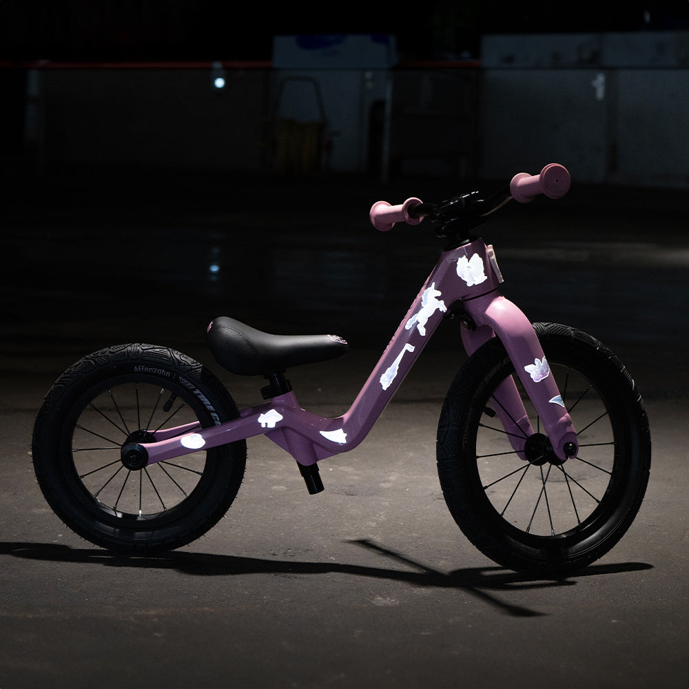 affenzahn bicycle with dark background and reflective stickers