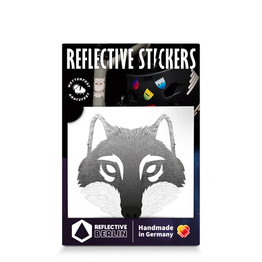 grey wolf reflective decal in packaging