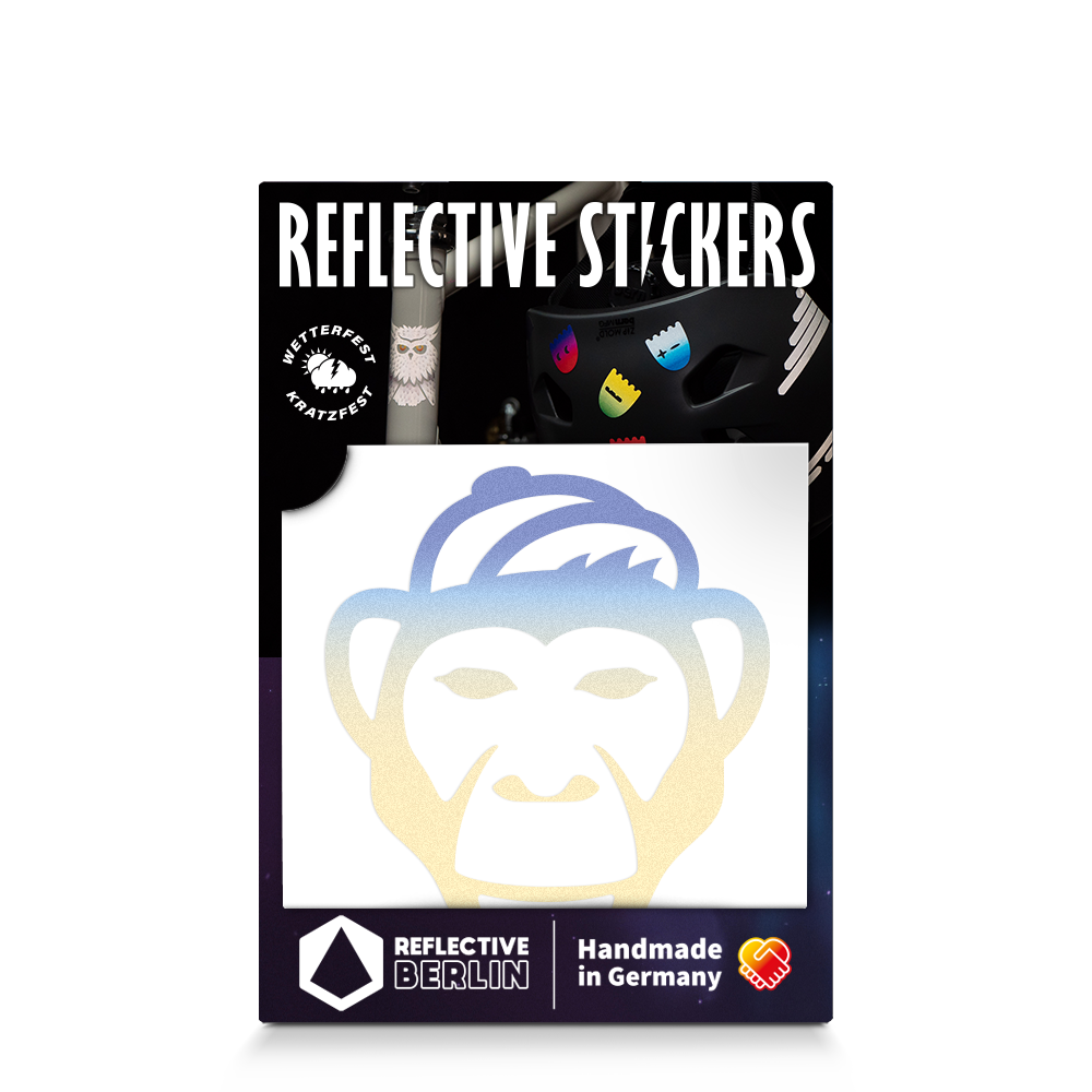 Produktbild Reflexsticker Affe, blau-gelb